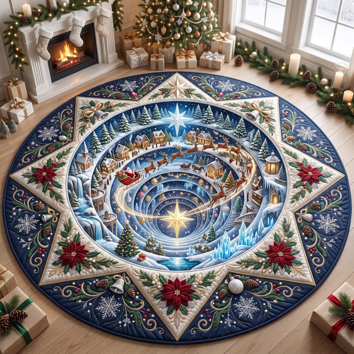 Design 13606 Round Mat Rug - Nature Design | Serene Home Decor (Design 1) - washable non-slip printed rug