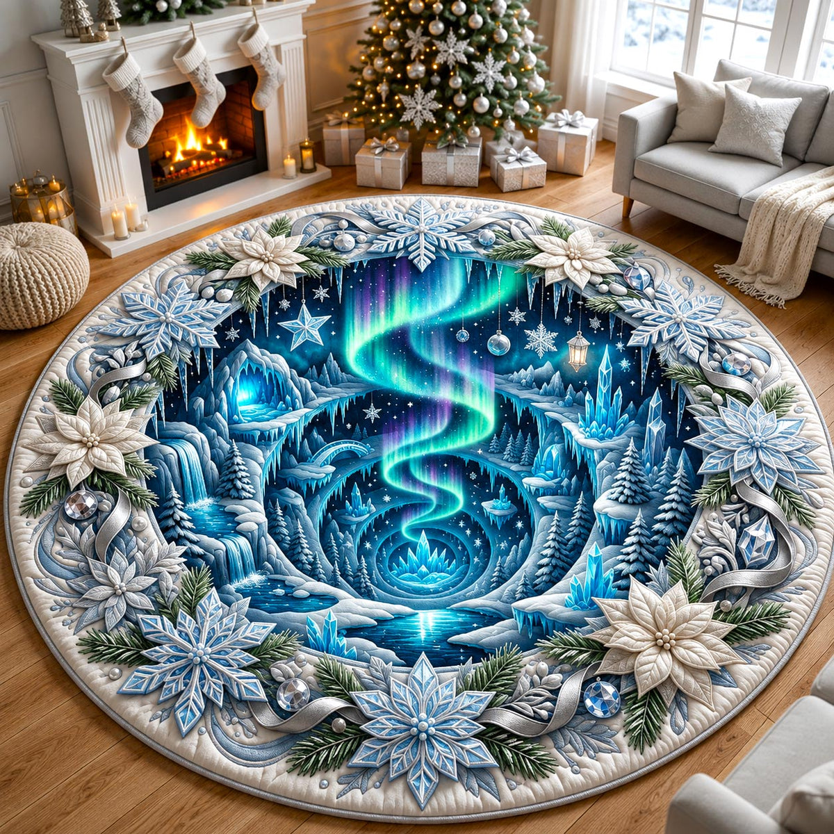 Design 13607 Round Mat Rug - Nature Design | Serene Home Decor (Design 1) - washable non-slip printed rug