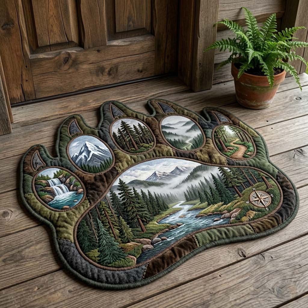 Design 15003 Custom Shape Area Rug - Nature Design | Die-Cut Non-Slip Rug - washable non-slip printed rug