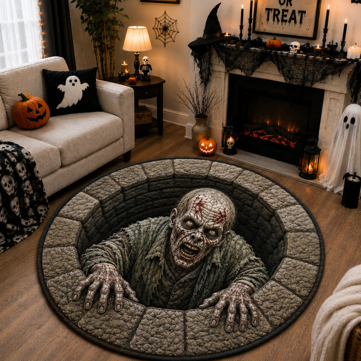 Design 1563 Round Mat Rug - Nature Design | Serene Home Decor (Design 1) - washable non-slip printed rug