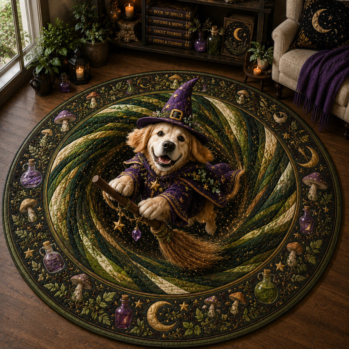 Design 1577 Round Mat Rug - Nature Design | Serene Home Decor (Design 1) - washable non-slip printed rug