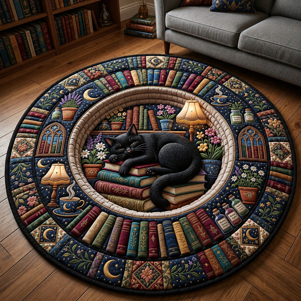 Design 1579 Round Mat Rug - Nature Design | Serene Home Decor (Design 1) - washable non-slip printed rug