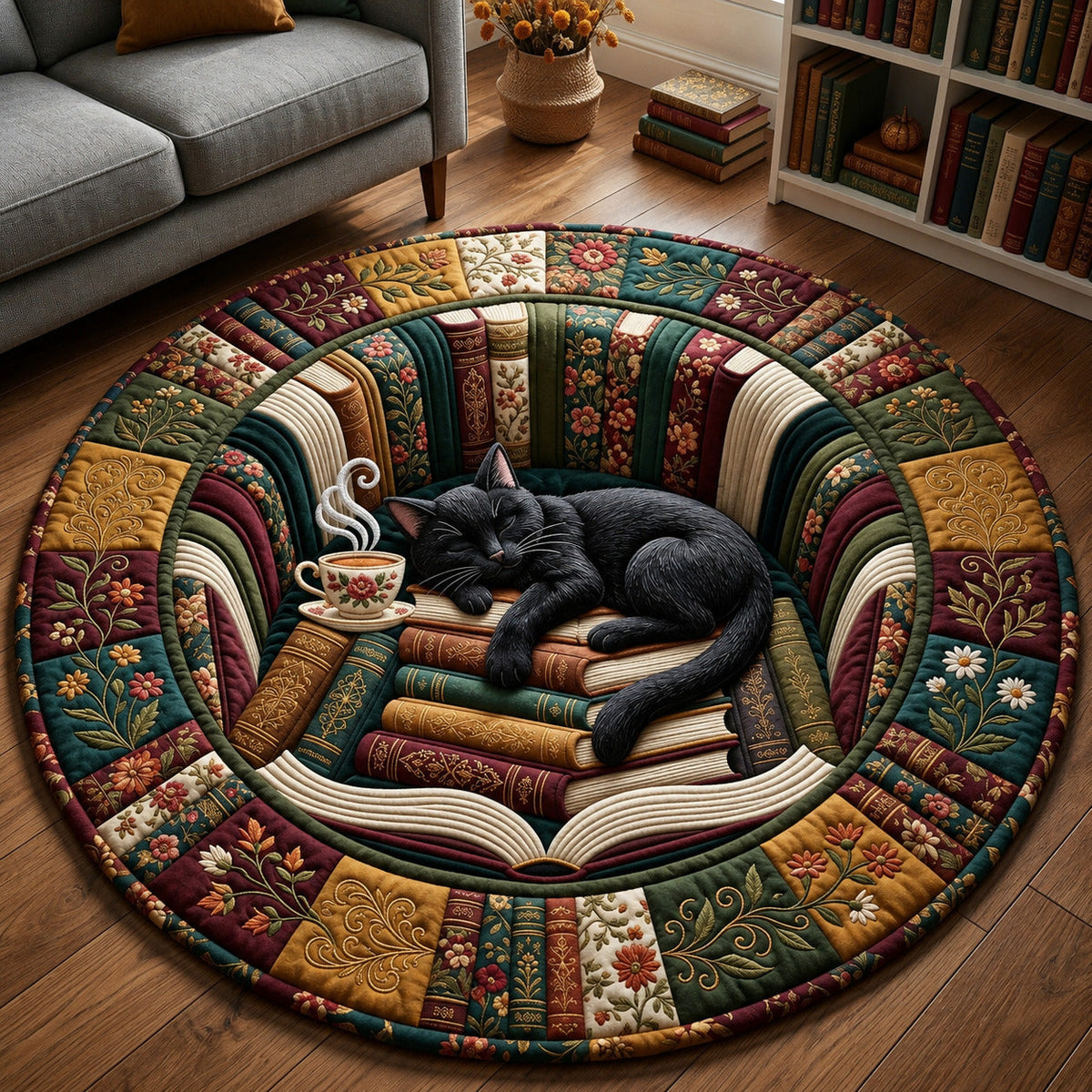 Design 1580 Round Mat Rug - Nature Design | Serene Home Decor (Design 1) - washable non-slip printed rug