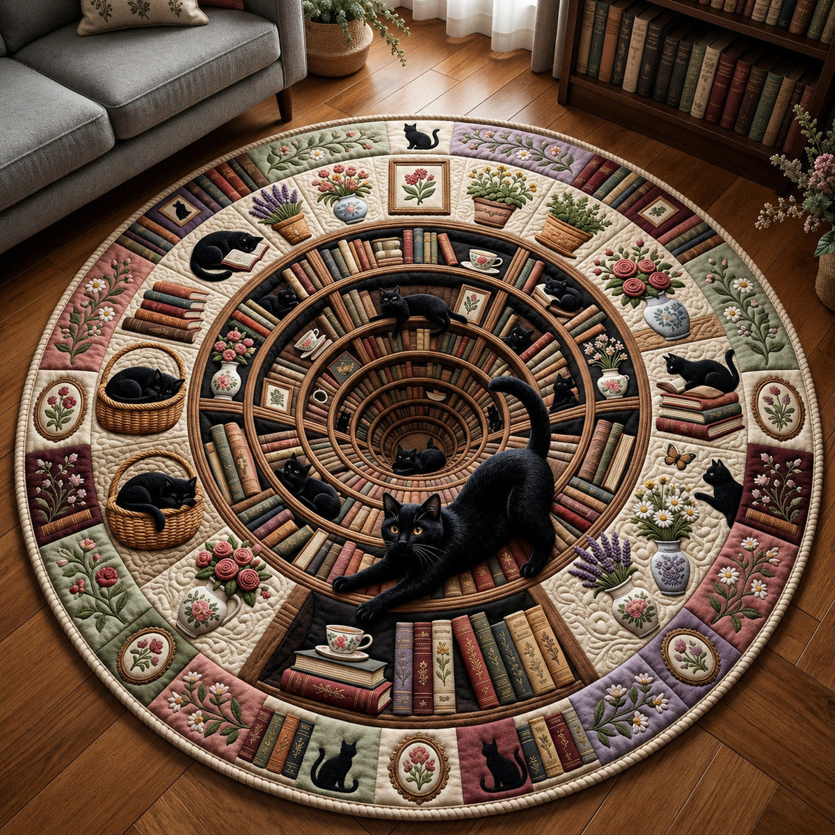 Design 1582 Round Mat Rug - Nature Design | Serene Home Decor (Design 1) - washable non-slip printed rug
