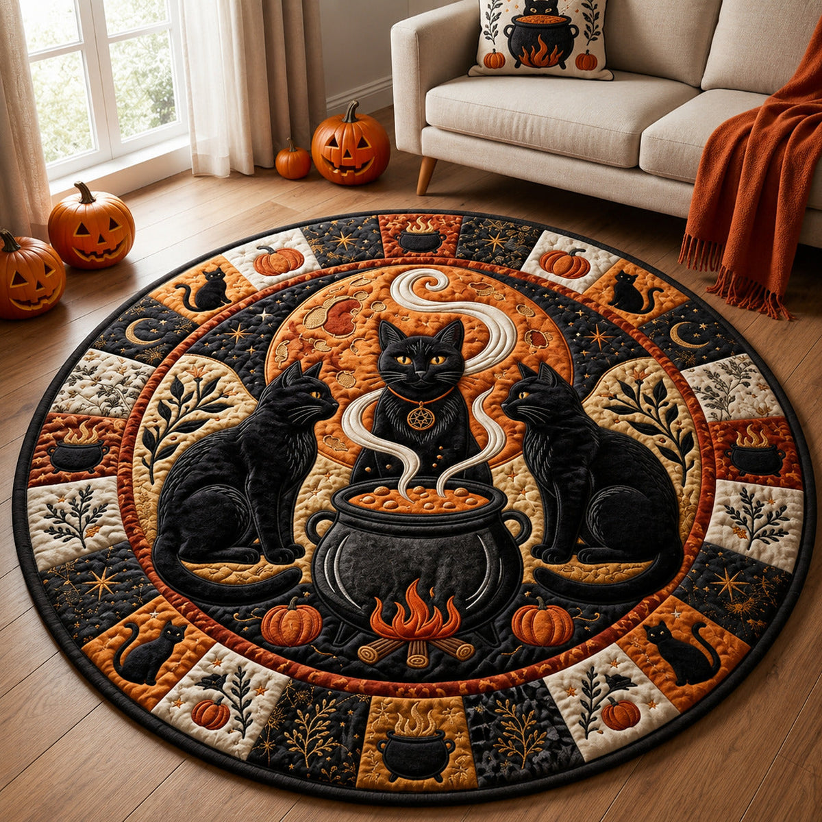 Design 1586 Round Mat Rug - Nature Design | Serene Home Decor (Design 1) - washable non-slip printed rug