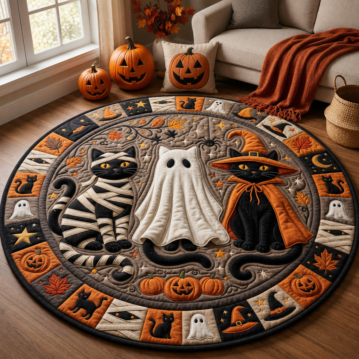Design 1587 Round Mat Rug - Nature Design | Serene Home Decor (Design 1) - washable non-slip printed rug