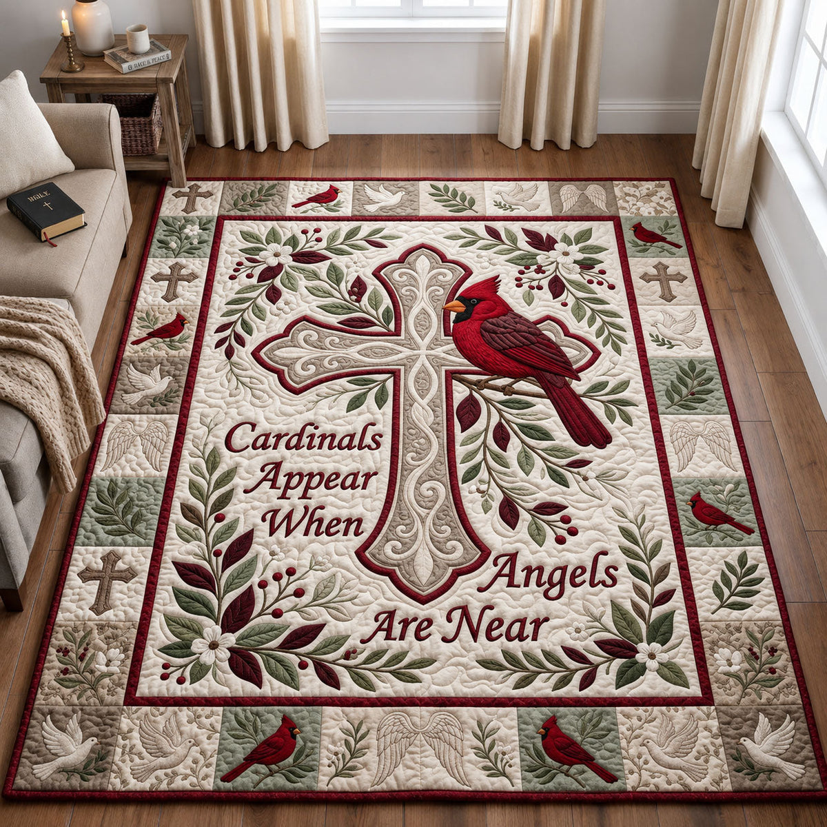 Design 1592 area rug in a living room