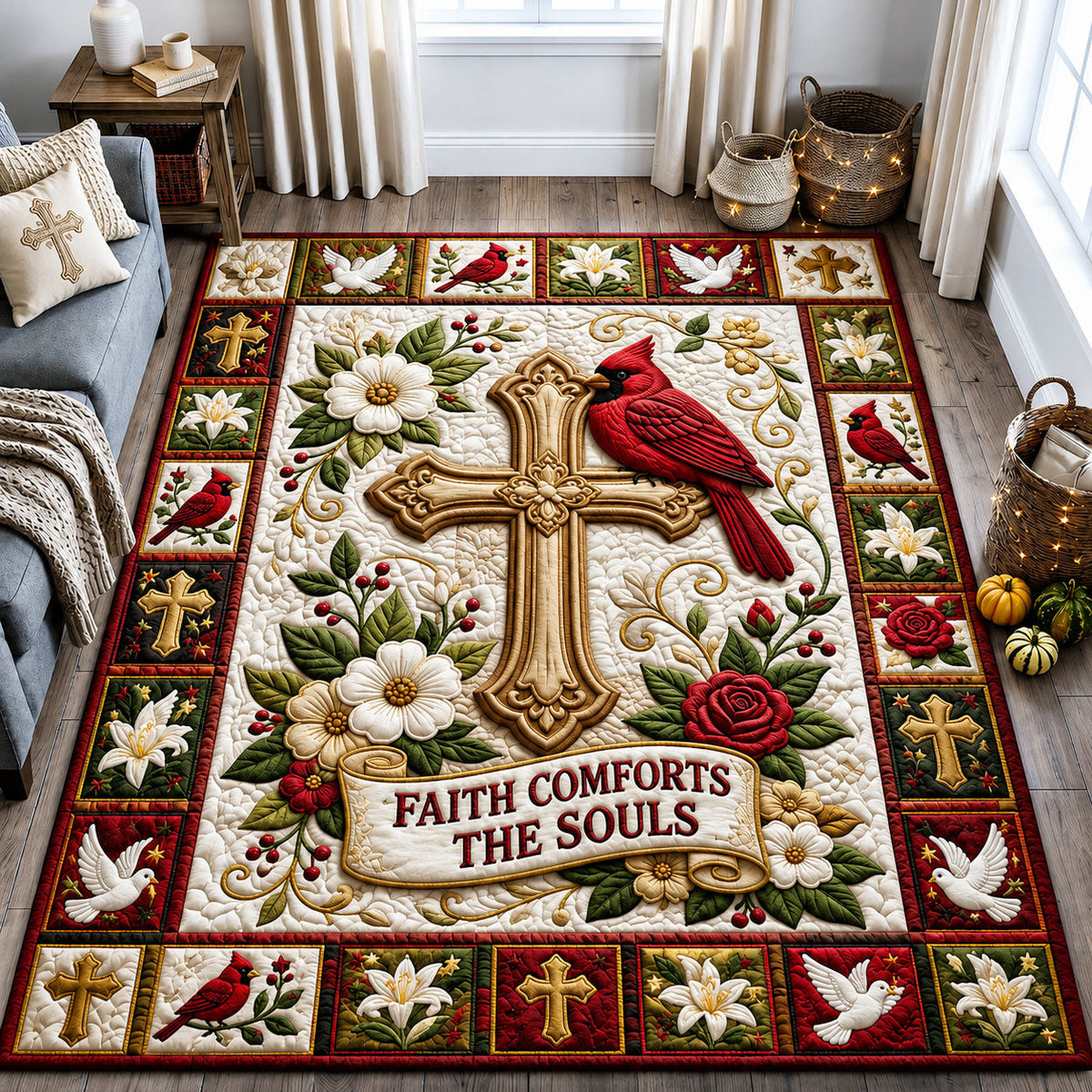 Design 1594 area rug in a living room