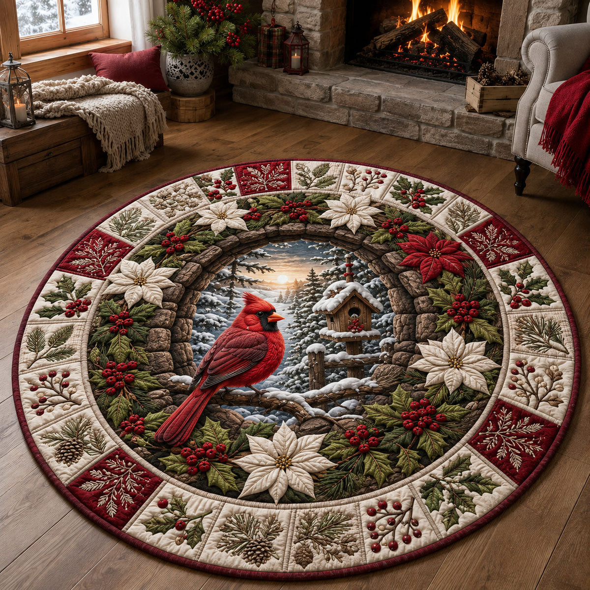 Design 1595 Round Mat Rug - Nature Design | Serene Home Decor (Design 1) - washable non-slip printed rug