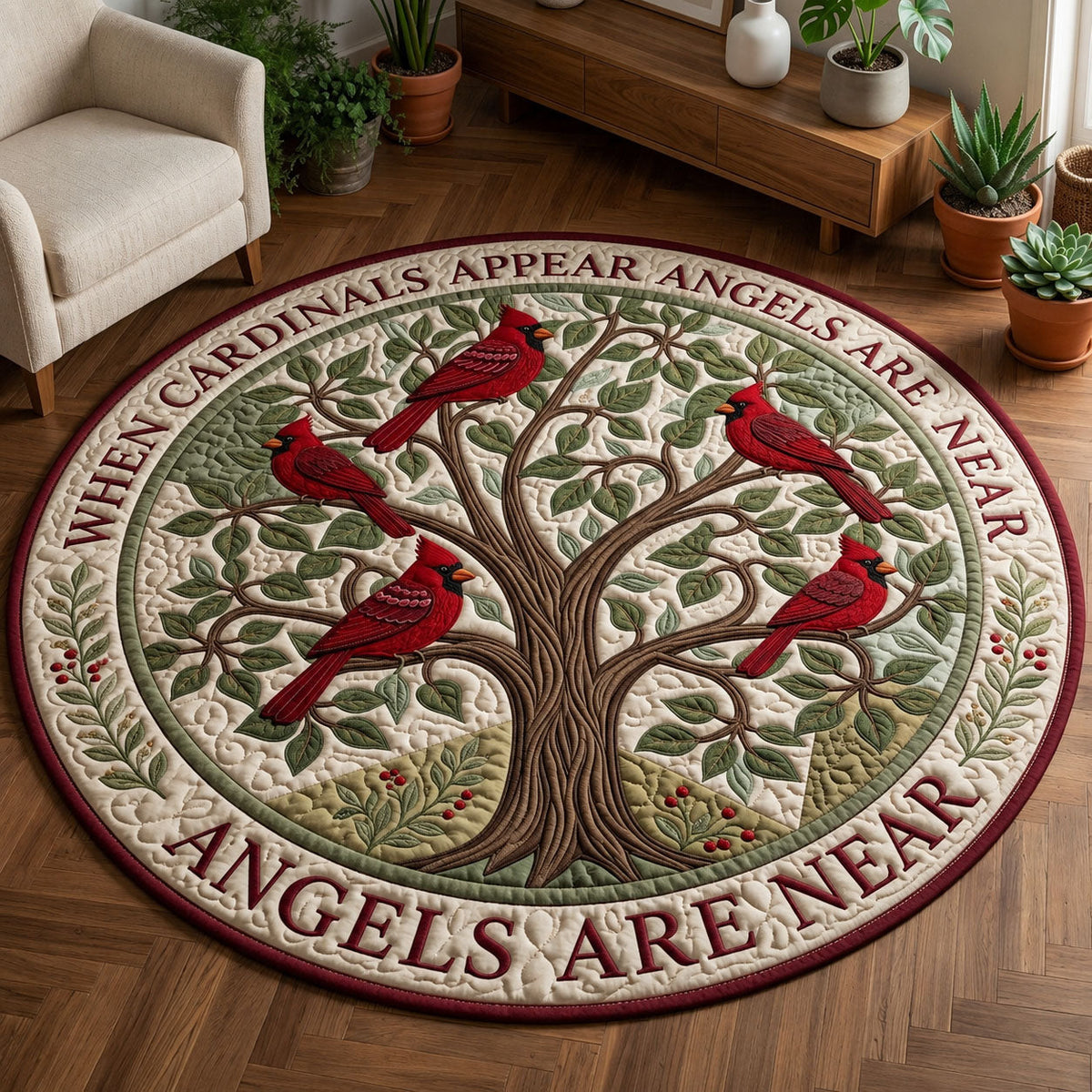 Design 1597 Round Mat Rug - Nature Design | Serene Home Decor (Design 1) - washable non-slip printed rug