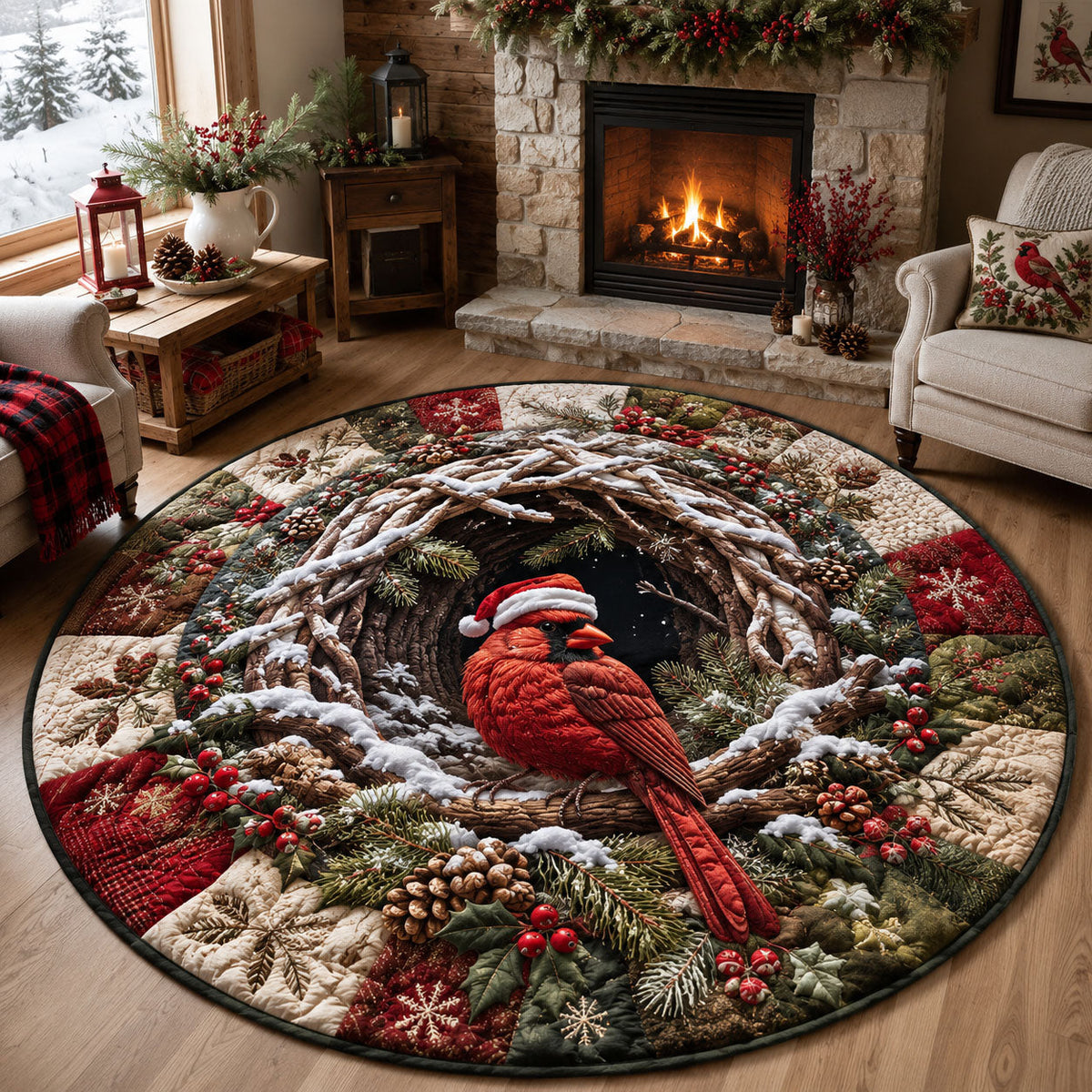 Design 1598 Round Mat Rug - Nature Design | Serene Home Decor (Design 1) - washable non-slip printed rug
