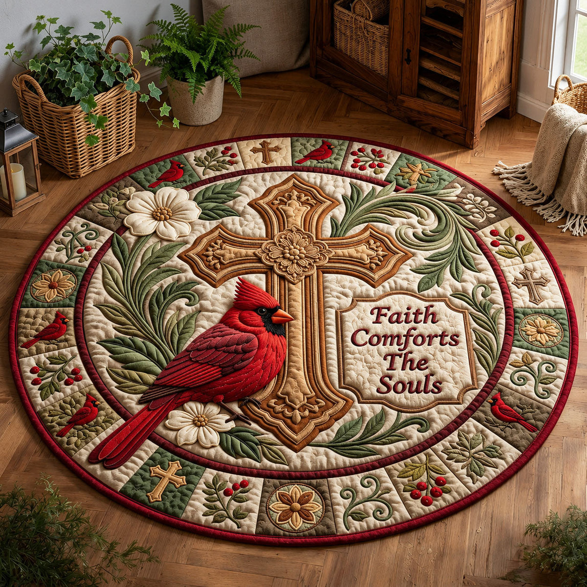 Design 1601 Round Mat Rug - Nature Design | Serene Home Decor (Design 1) - washable non-slip printed rug