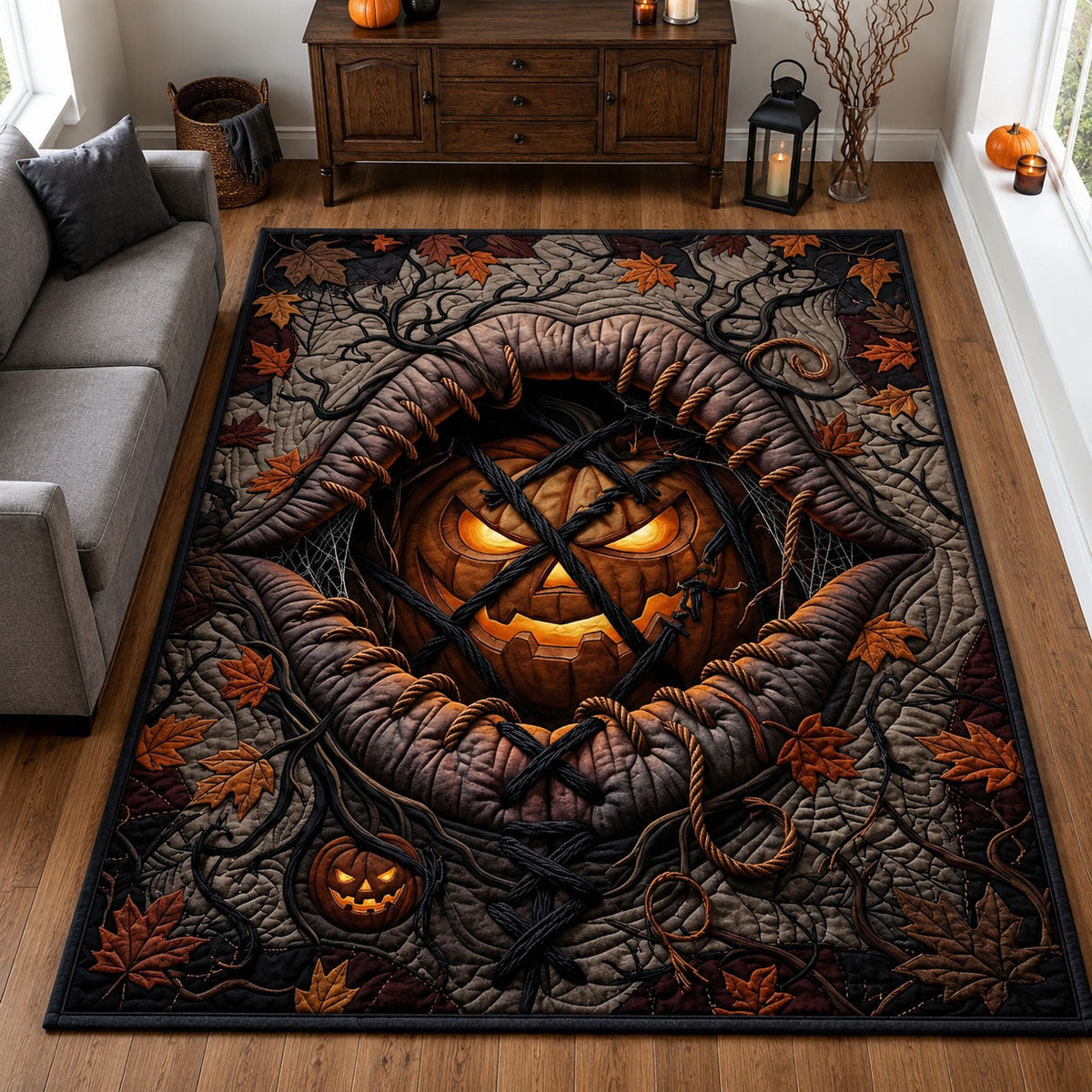 Design 1604 area rug in a living room