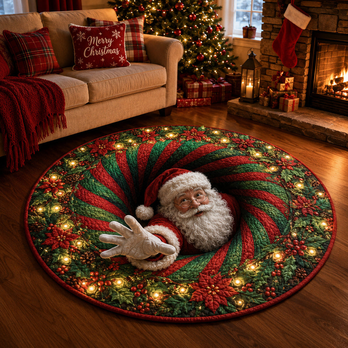 Design 1616 Round Mat Rug - Nature Design | Serene Home Decor (Design 1) - washable non-slip printed rug