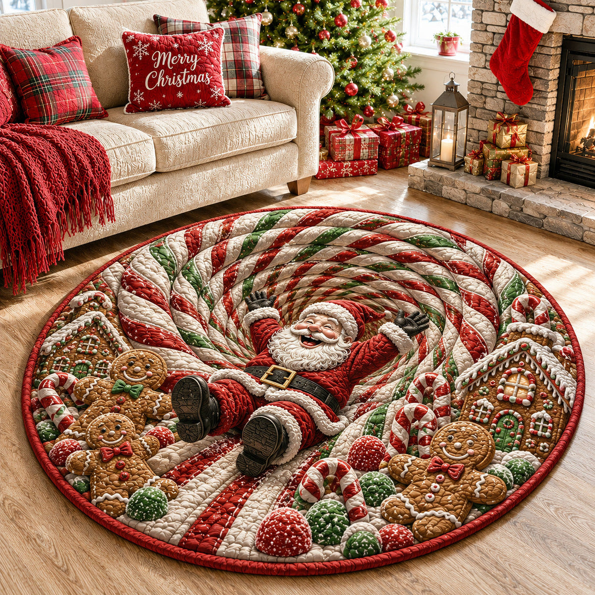 Design 1619 Round Mat Rug - Nature Design | Serene Home Decor (Design 1) - washable non-slip printed rug