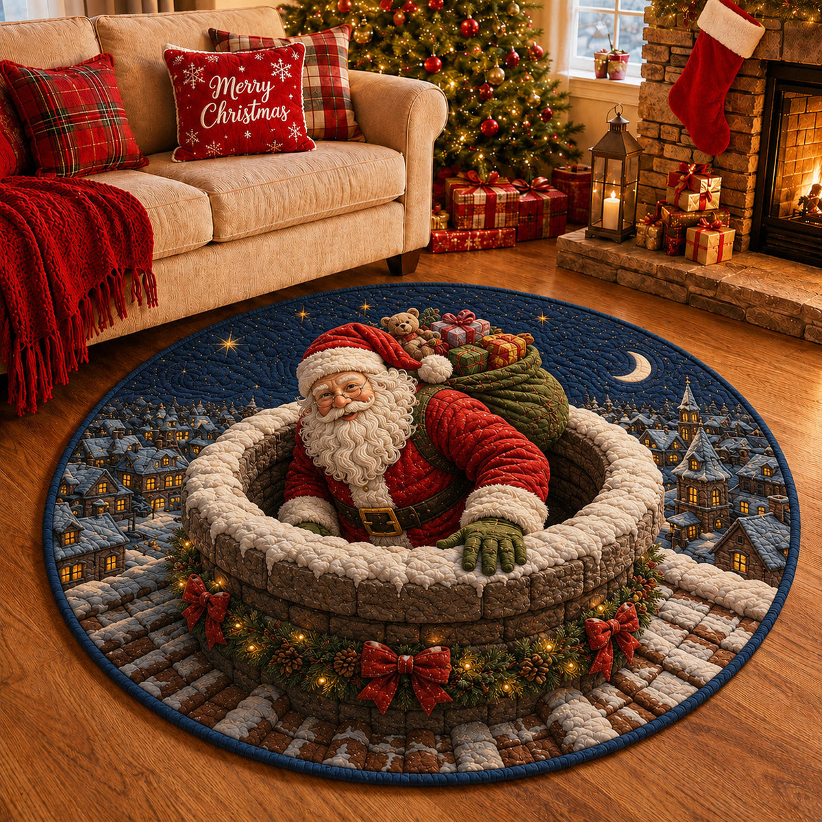 Design 1620 Round Mat Rug - Nature Design | Serene Home Decor (Design 1) - washable non-slip printed rug