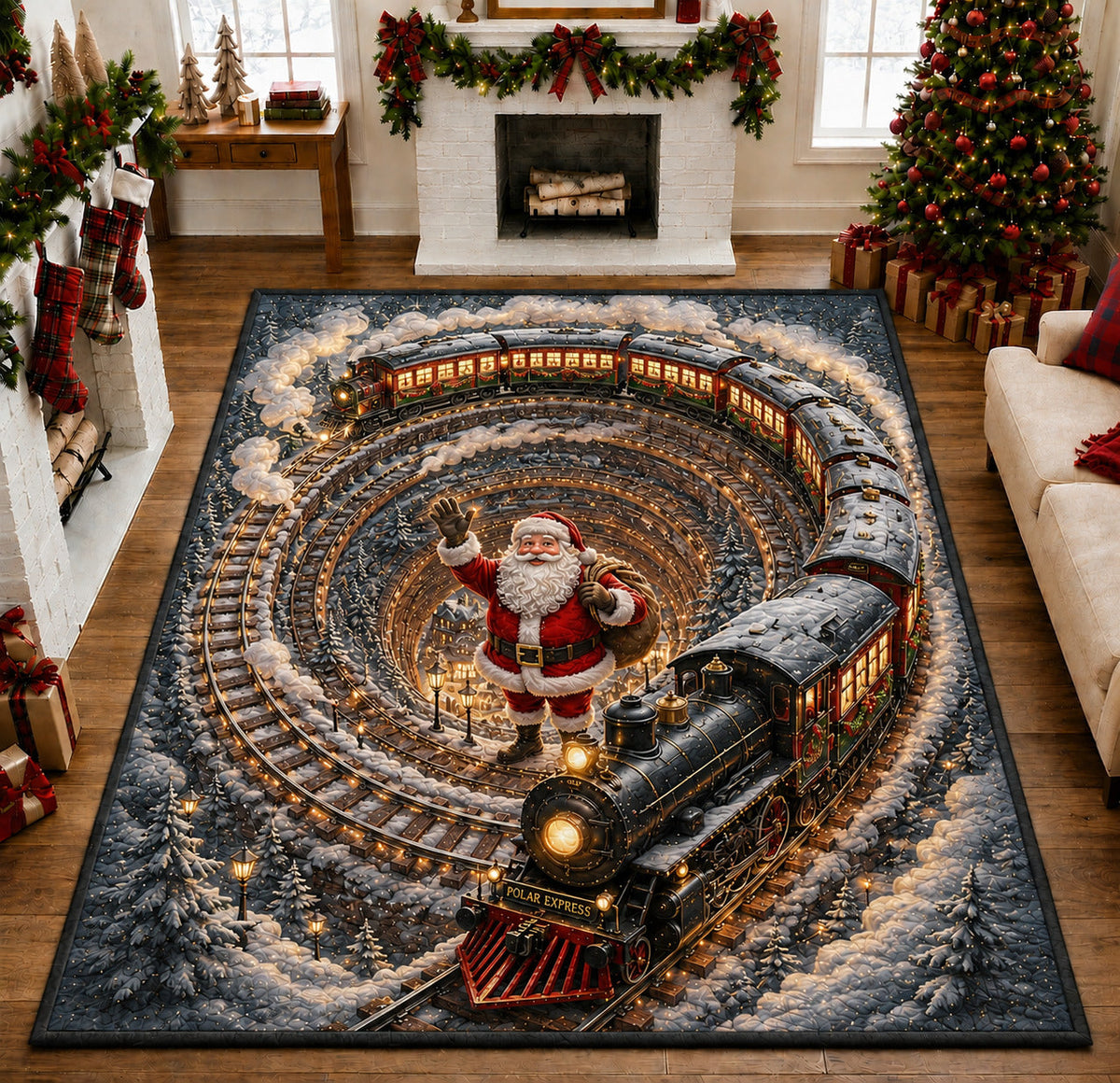 Design 1627 area rug in a living room