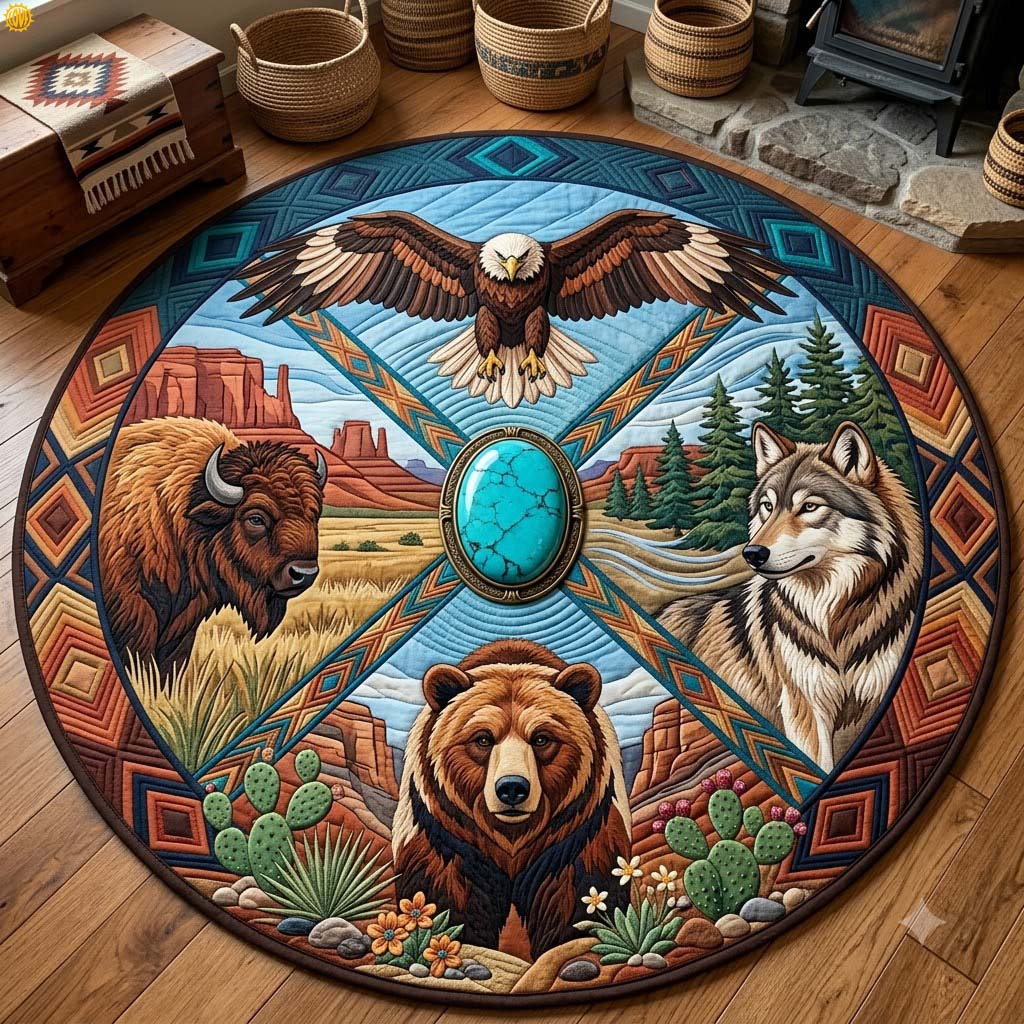 Design 1823 Round Mat Rug - Nature Design | Serene Home Decor (Design 1) - washable non-slip printed rug
