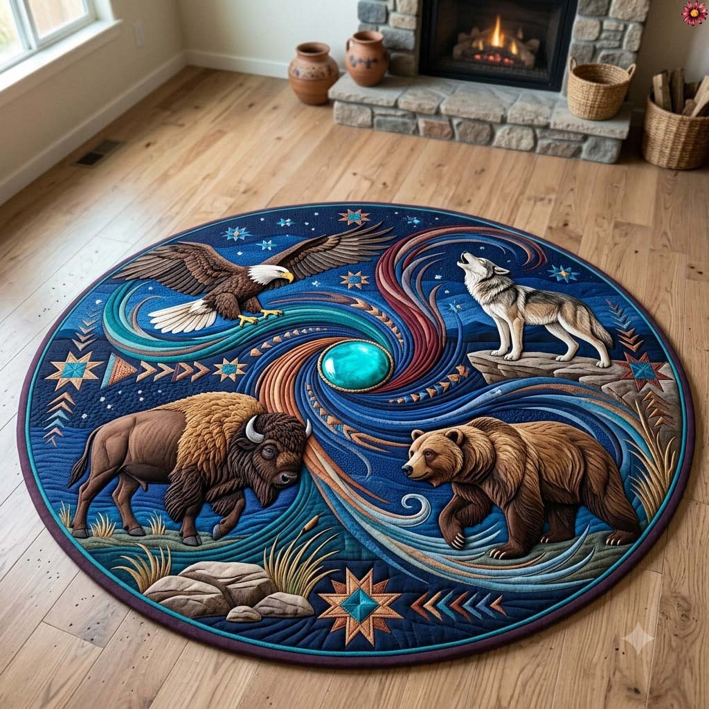 Design 1824 Round Mat Rug - Nature Design | Serene Home Decor (Design 1) - washable non-slip printed rug
