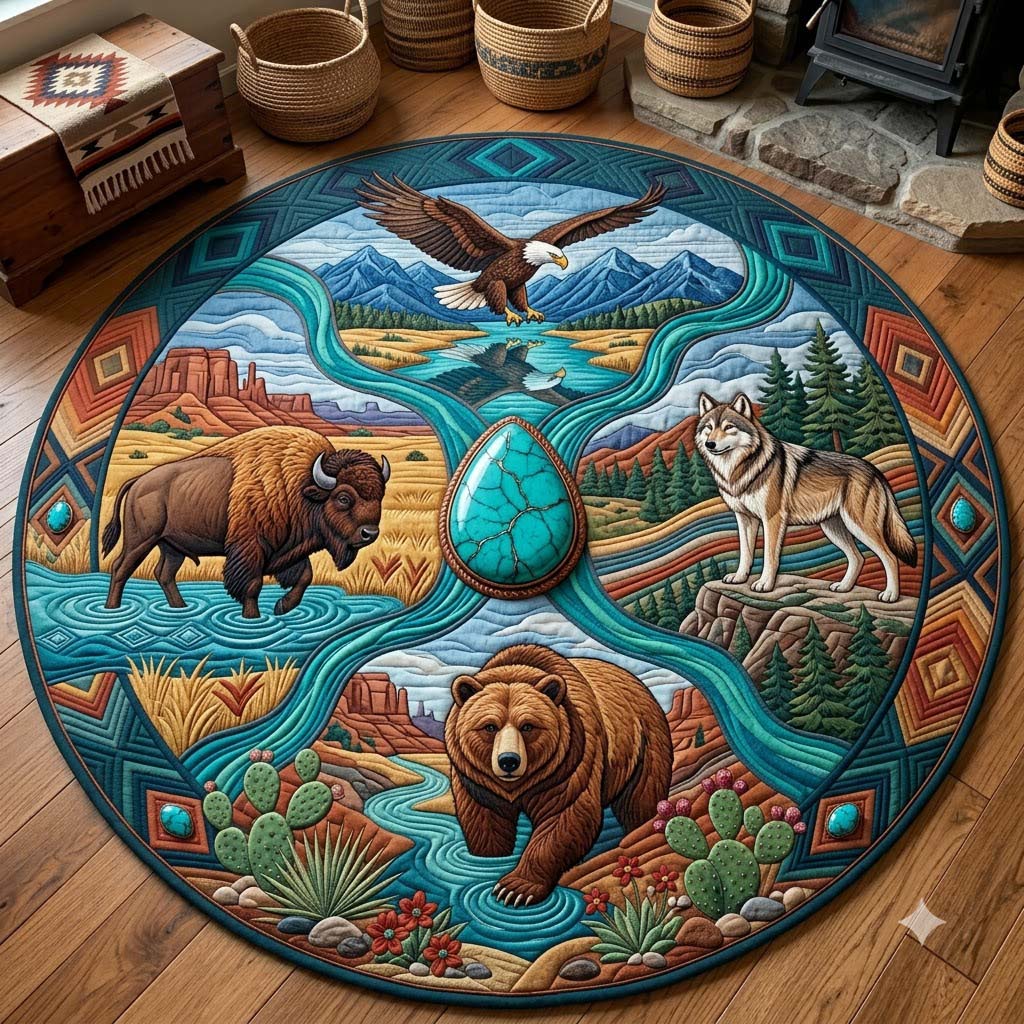 Design 1825 Round Mat Rug - Nature Design | Serene Home Decor (Design 1) - washable non-slip printed rug