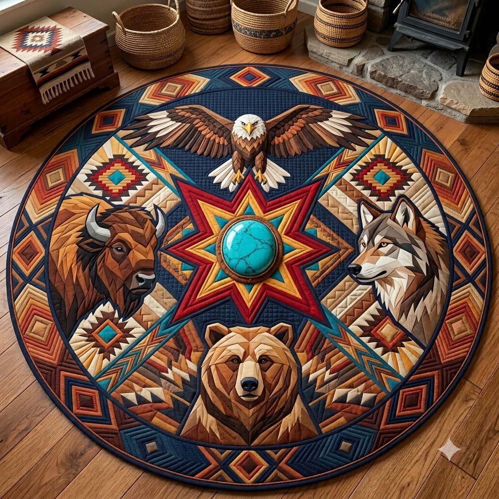Design 1826 Round Mat Rug - Nature Design | Serene Home Decor (Design 1) - washable non-slip printed rug