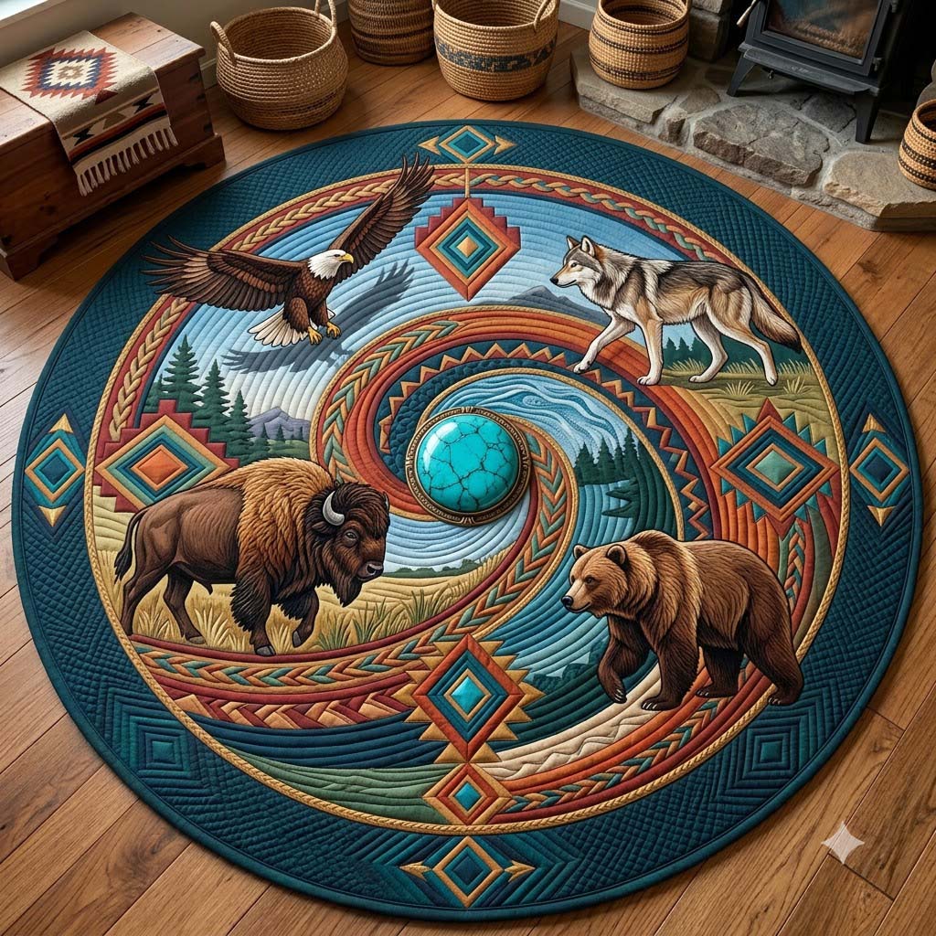 Design 1827 Round Mat Rug - Nature Design | Serene Home Decor (Design 1) - washable non-slip printed rug