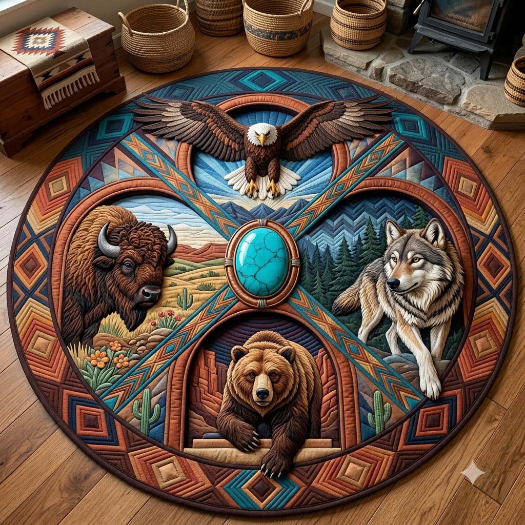 Design 1828 Round Mat Rug - Nature Design | Serene Home Decor (Design 1) - washable non-slip printed rug