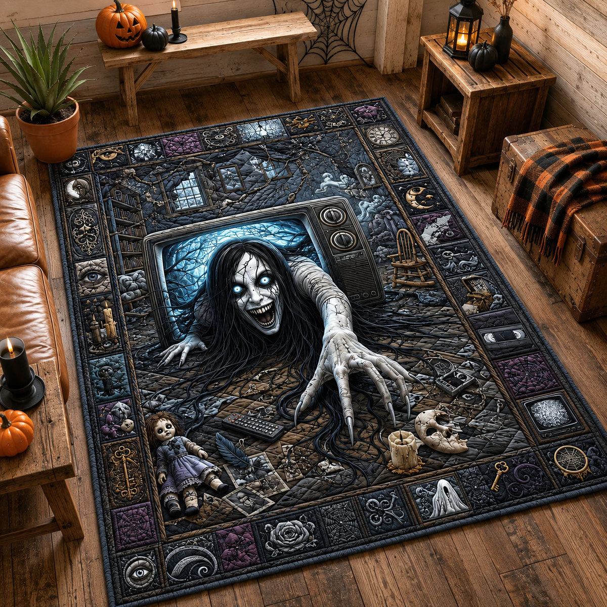 Design 1877 area rug in a living room