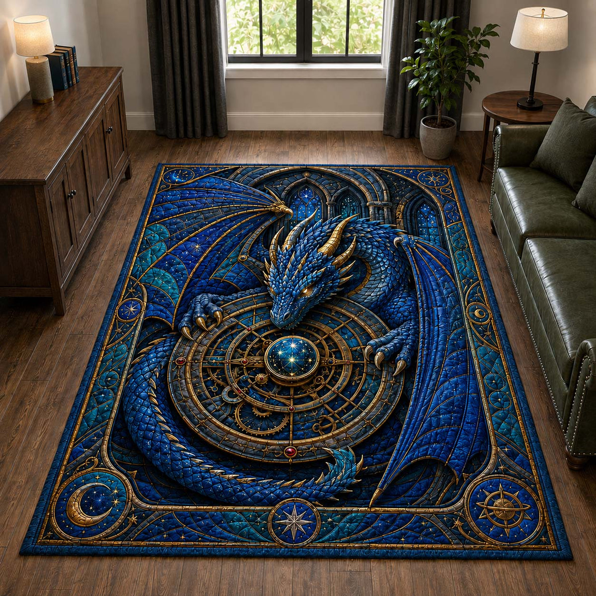 Design 1934 area rug in a living room