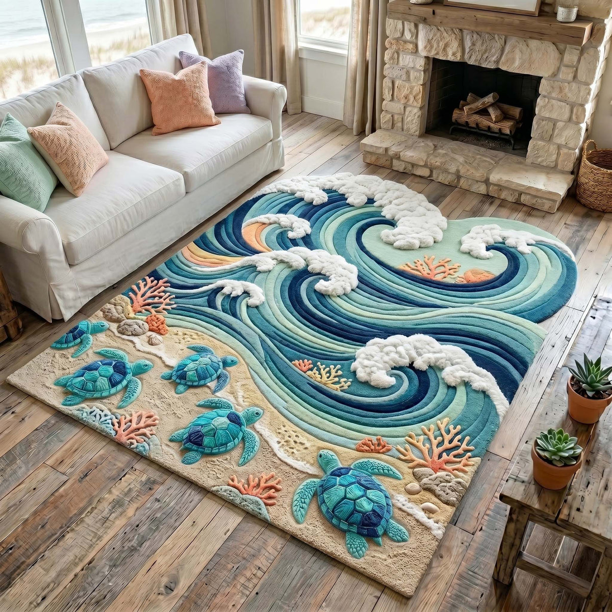 Design 19471 Custom Shape Area Rug - Nature Design | Die-Cut Non-Slip Rug - washable non-slip printed rug