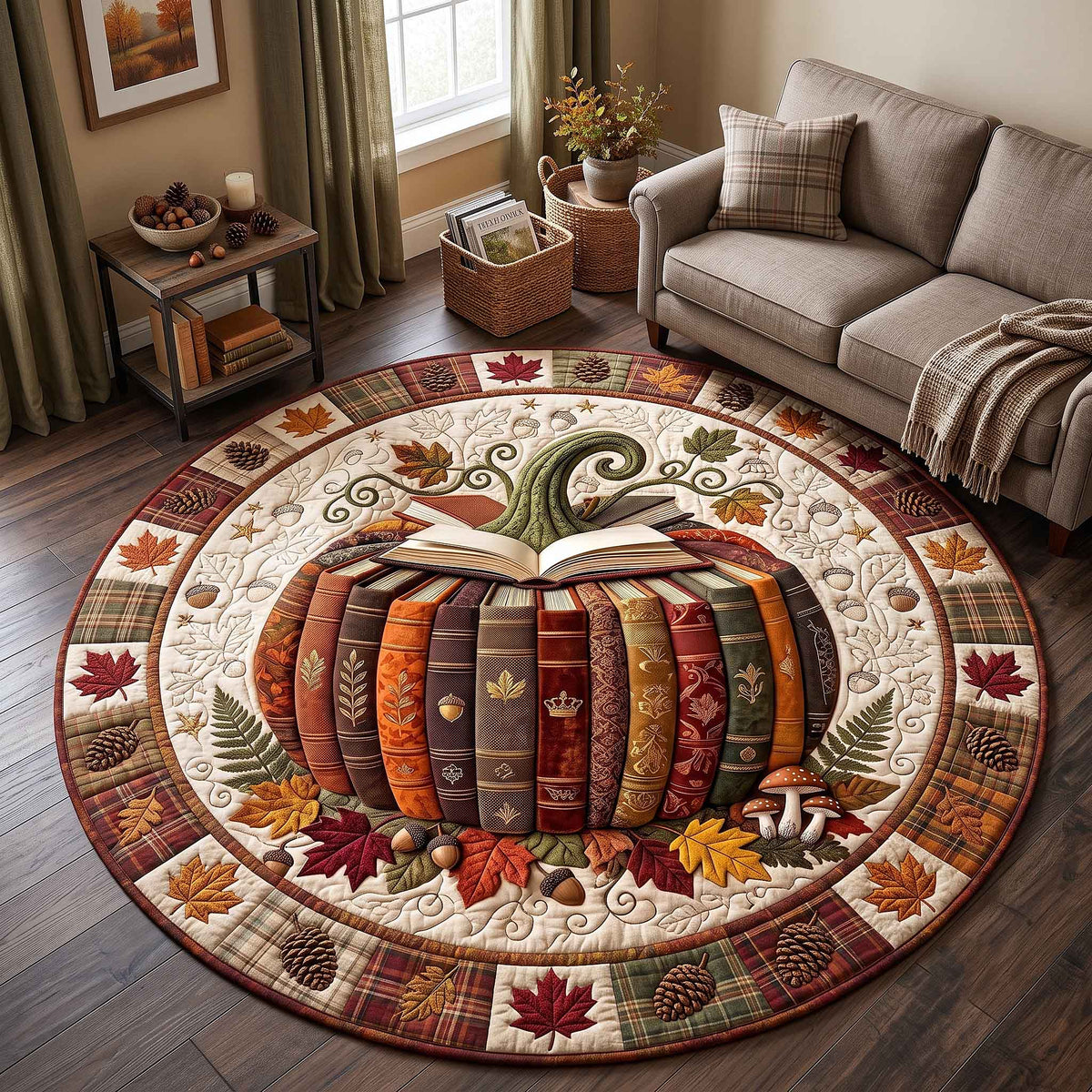 Design 20655 Round Mat Rug - Nature Design | Serene Home Decor (Design 1) - washable non-slip printed rug