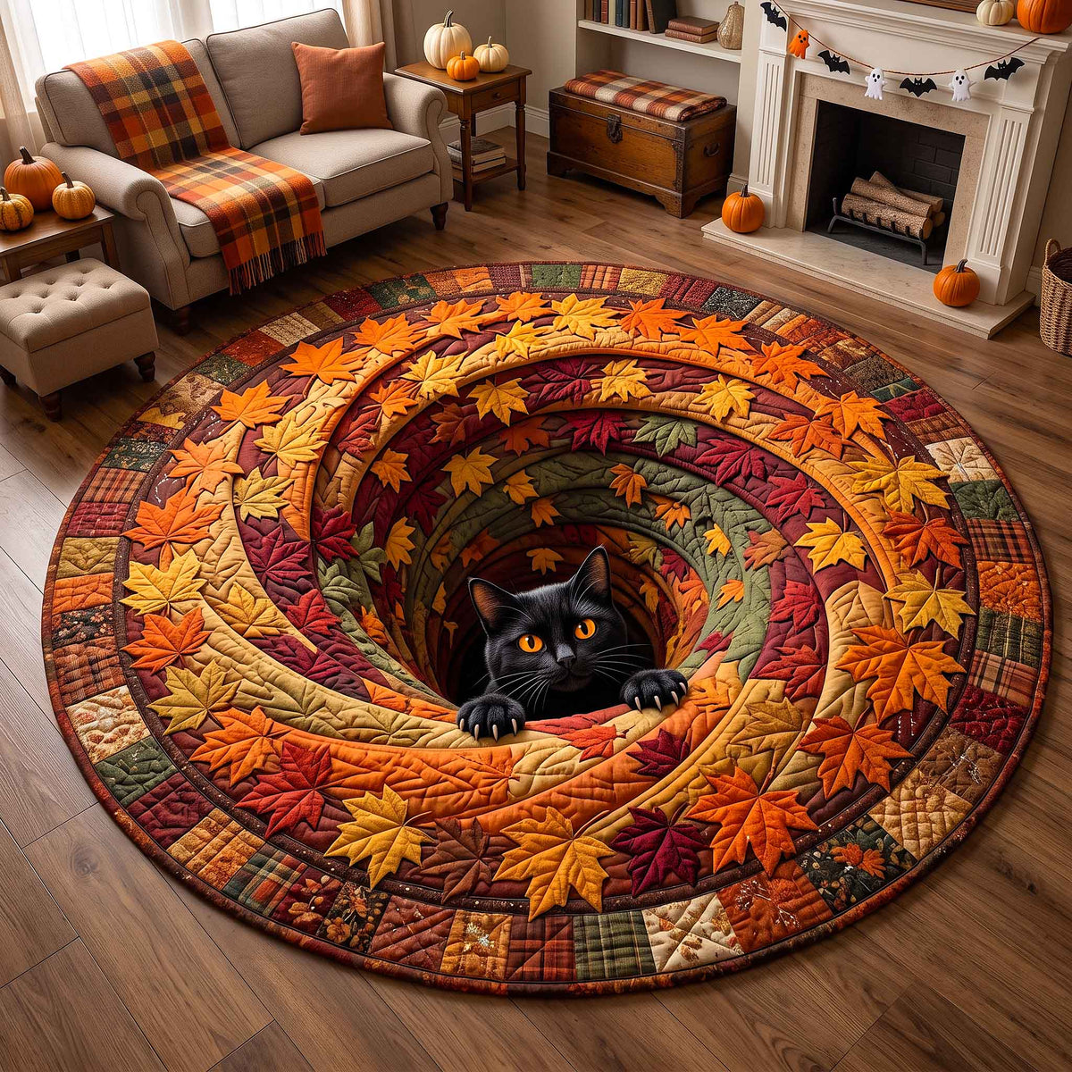 Design 20791 Round Mat Rug - Nature Design | Serene Home Decor (Design 1) - washable non-slip printed rug