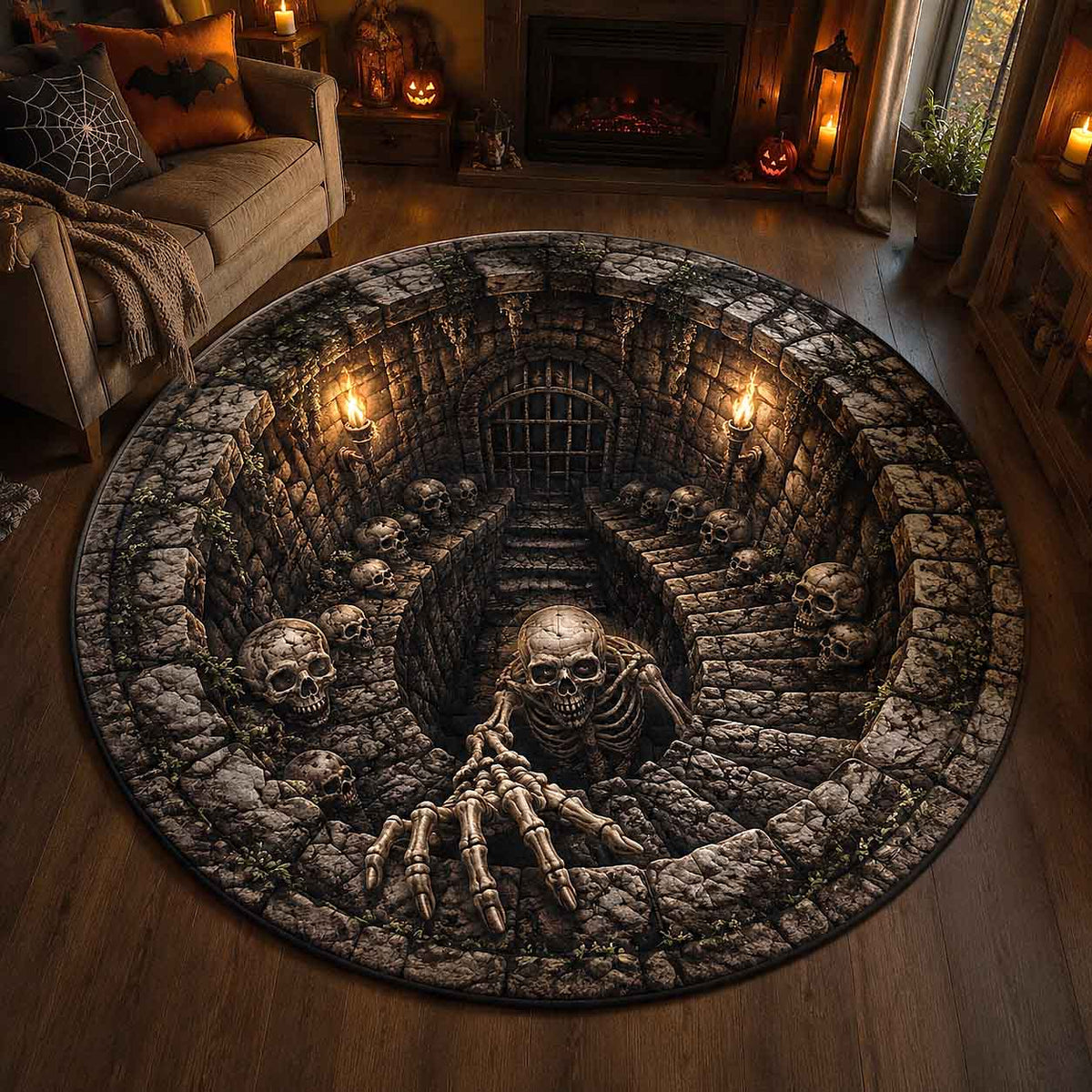 Design 20884 Round Mat Rug - Nature Design | Serene Home Decor (Design 1) - washable non-slip printed rug