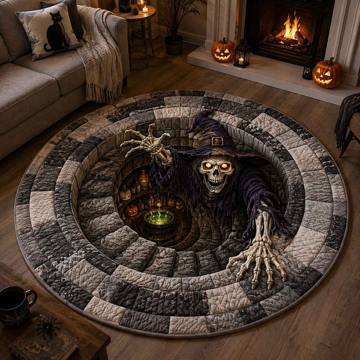 Design 20885 Round Mat Rug - Nature Design | Serene Home Decor (Design 1) - washable non-slip printed rug