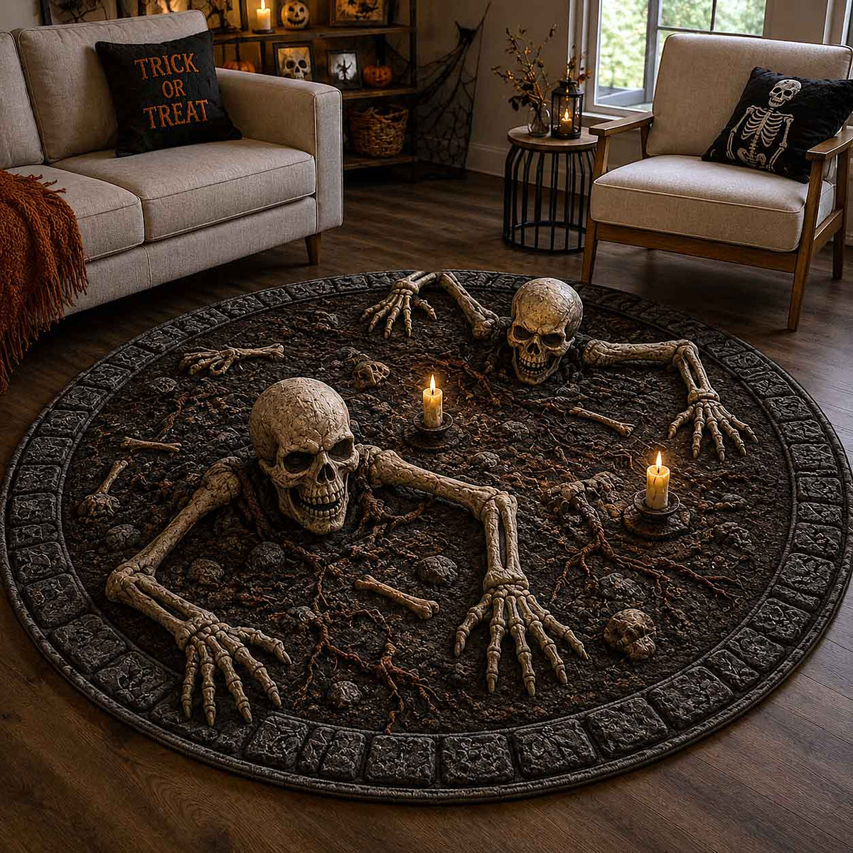 Design 20886 Round Mat Rug - Nature Design | Serene Home Decor (Design 1) - washable non-slip printed rug