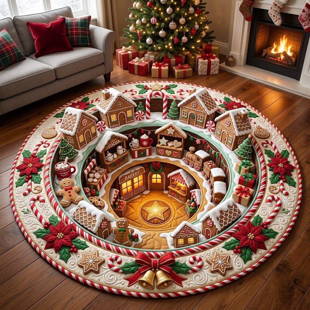 Design 2151 Round Mat Rug - Nature Design | Serene Home Decor (Design 1) - washable non-slip printed rug