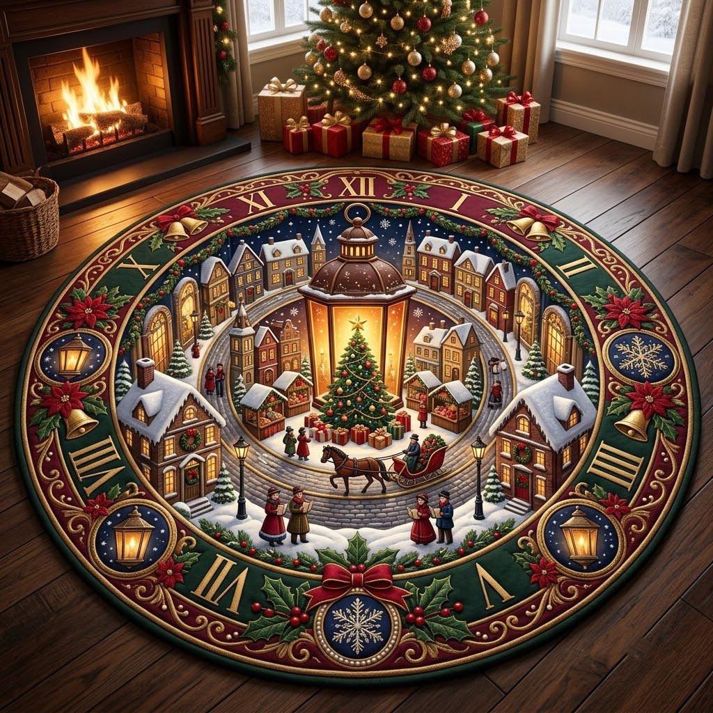 Design 2155 Round Mat Rug - Nature Design | Serene Home Decor (Design 1) - washable non-slip printed rug