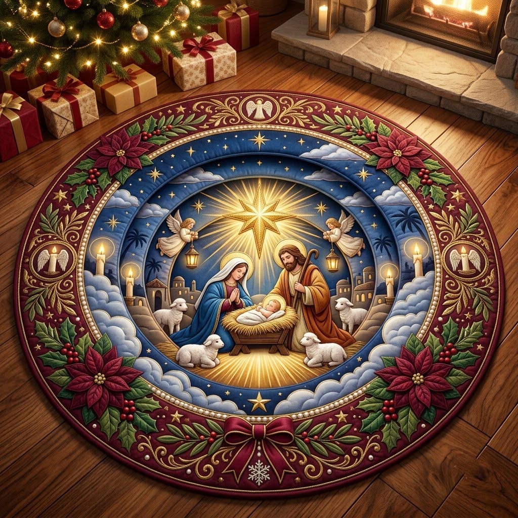Design 2157 Round Mat Rug - Nature Design | Serene Home Decor (Design 1) - washable non-slip printed rug