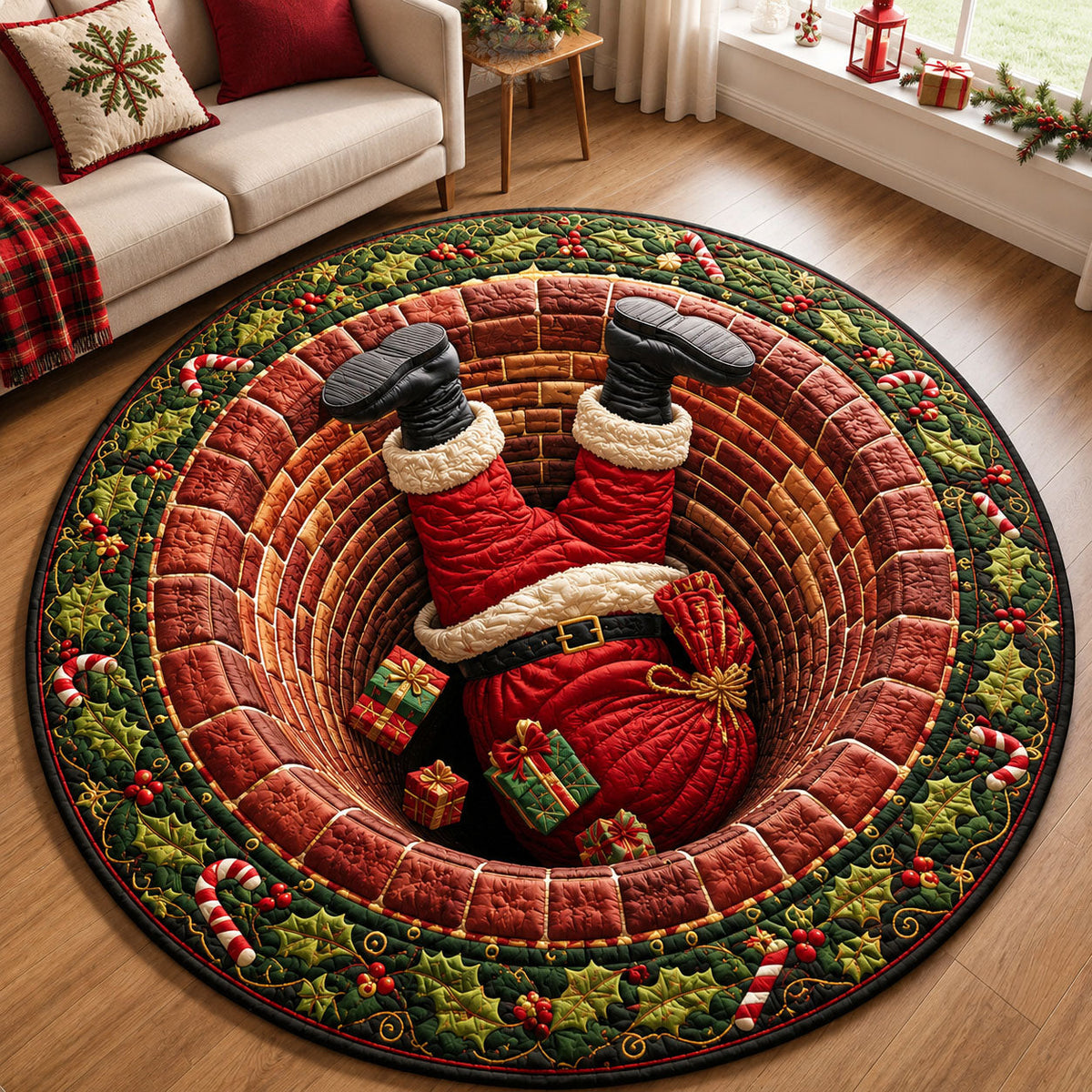 Design 2233 Round Mat Rug - Nature Design | Serene Home Decor (Design 1) - washable non-slip printed rug