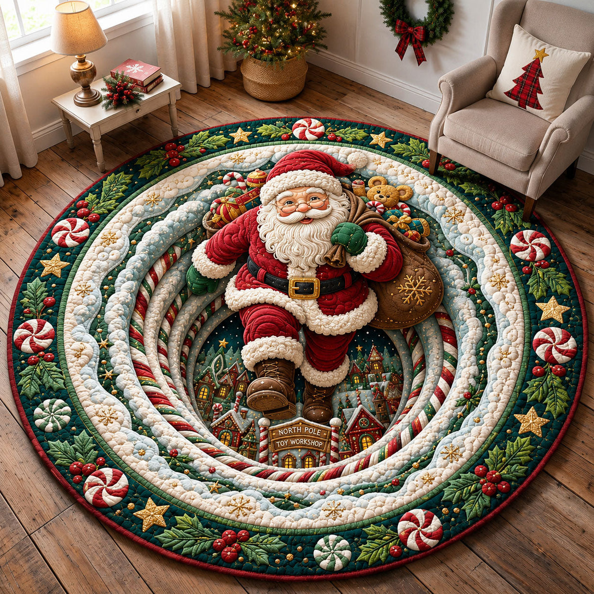 Design 2236 Round Mat Rug - Nature Design | Serene Home Decor (Design 1) - washable non-slip printed rug