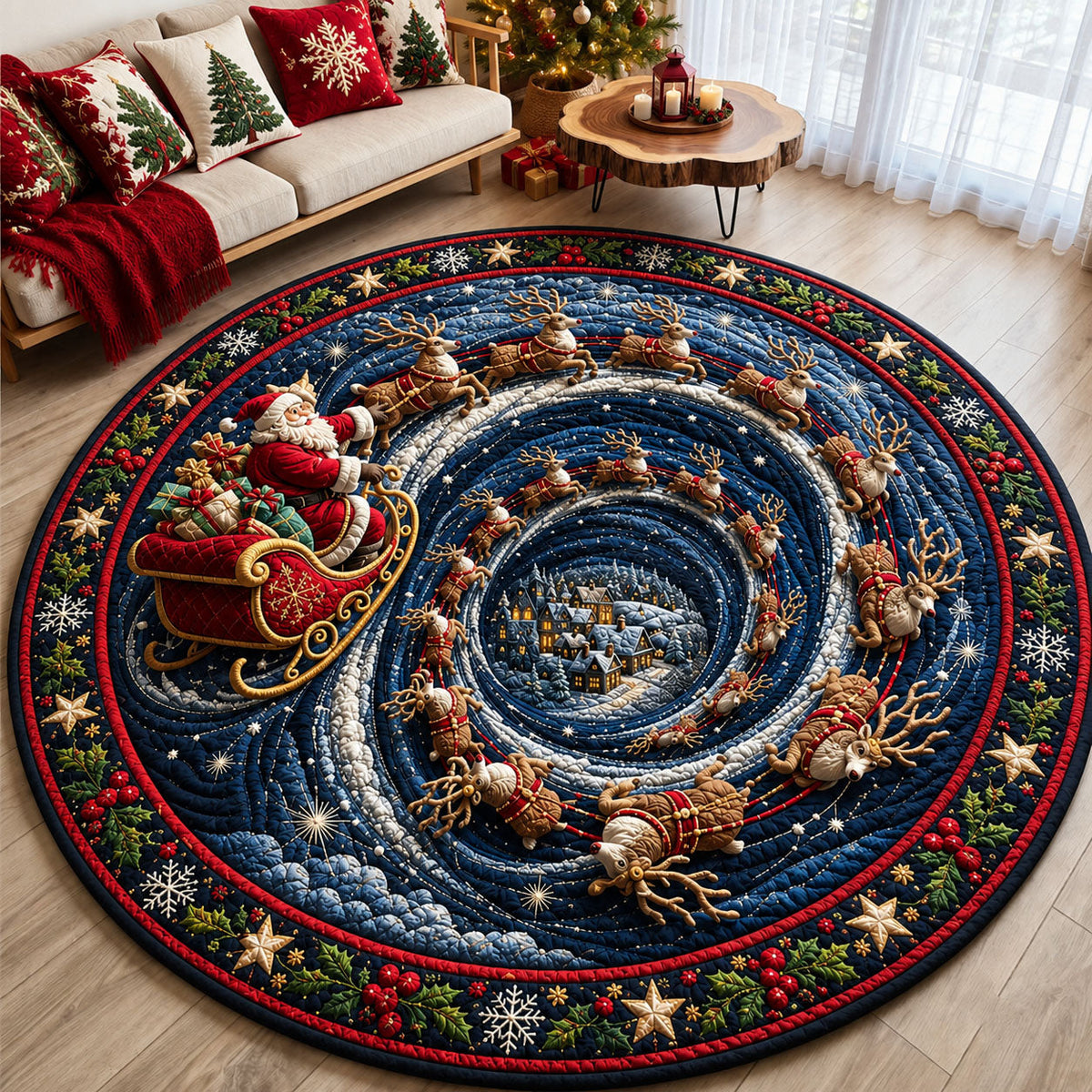 Design 2237 Round Mat Rug - Nature Design | Serene Home Decor (Design 1) - washable non-slip printed rug