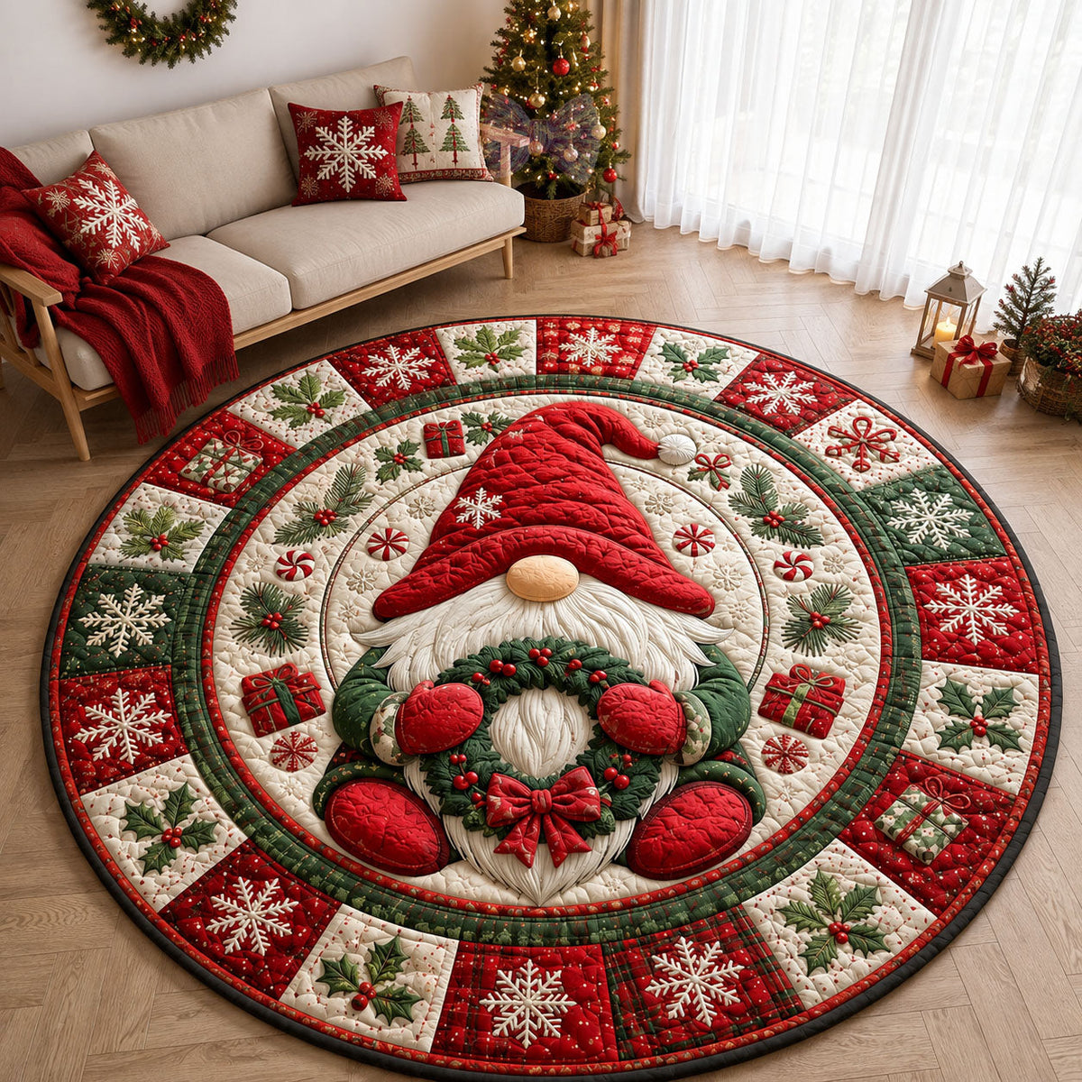 Design 2341 Round Mat Rug - Nature Design | Serene Home Decor (Design 1) - washable non-slip printed rug