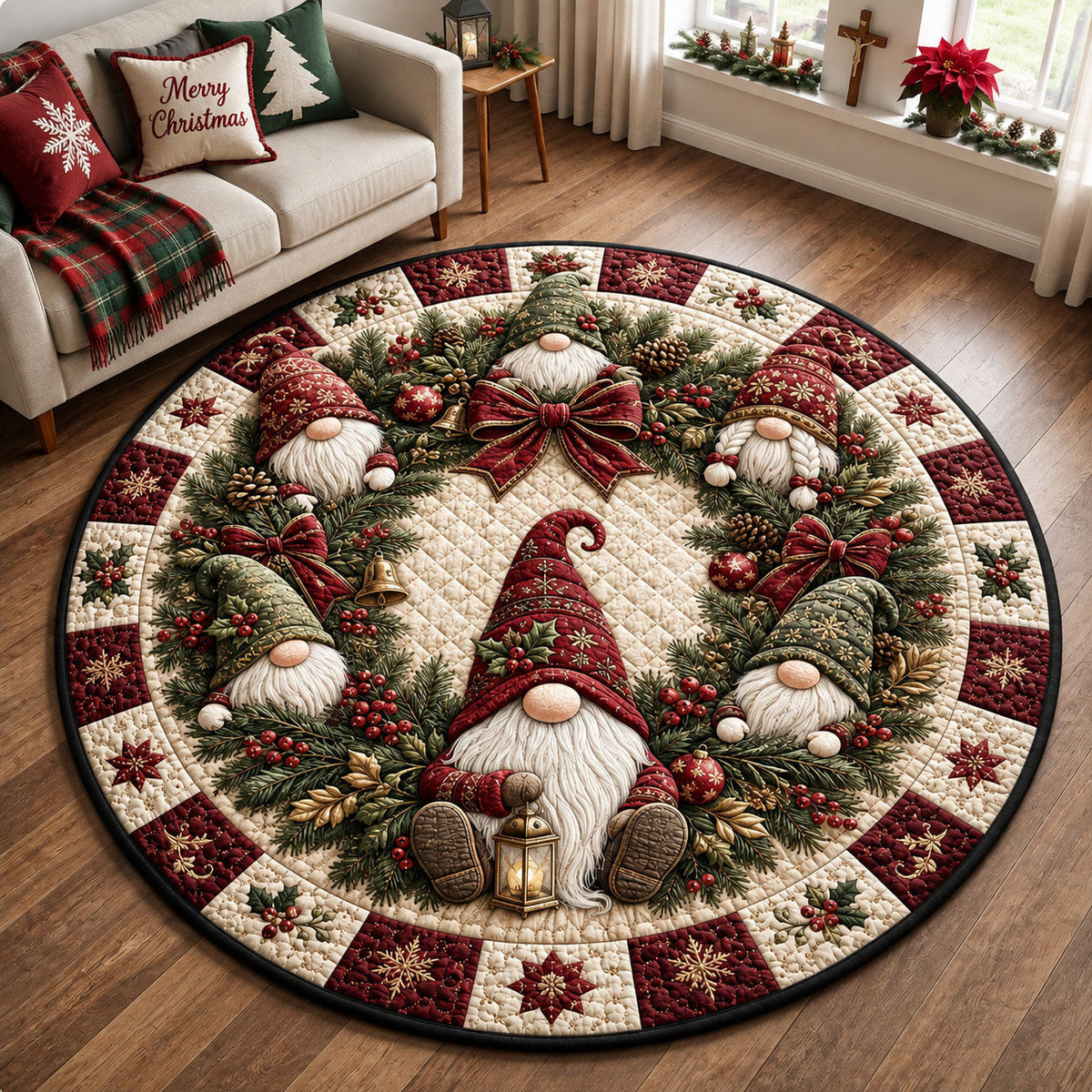 Design 2343 Round Mat Rug - Nature Design | Serene Home Decor (Design 1) - washable non-slip printed rug