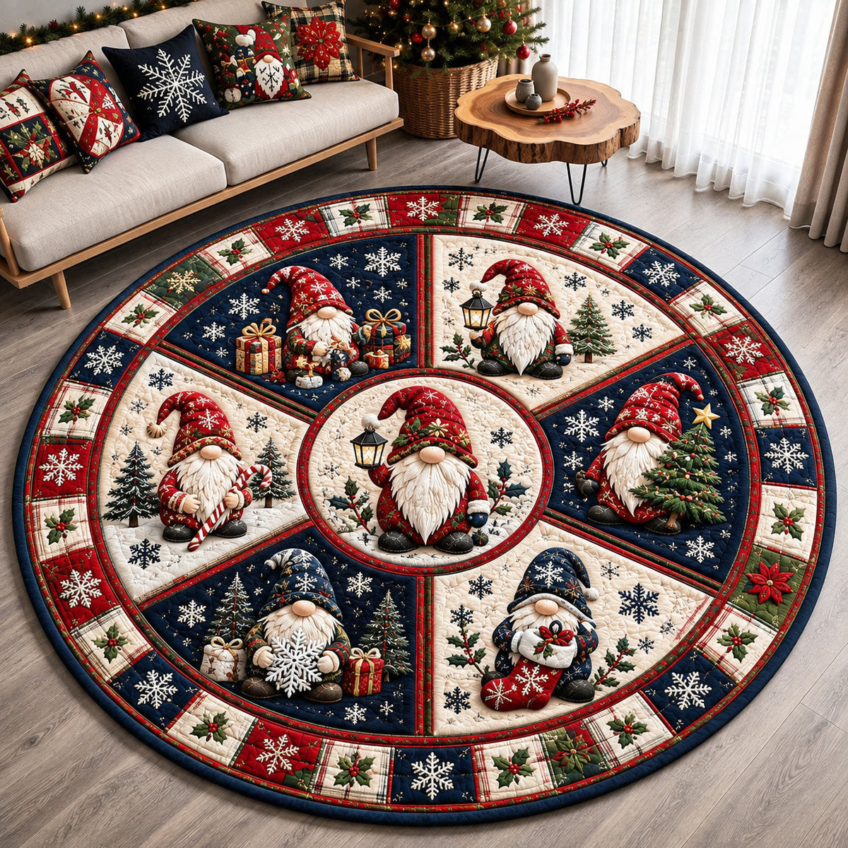 Design 2344 Round Mat Rug - Nature Design | Serene Home Decor (Design 1) - washable non-slip printed rug