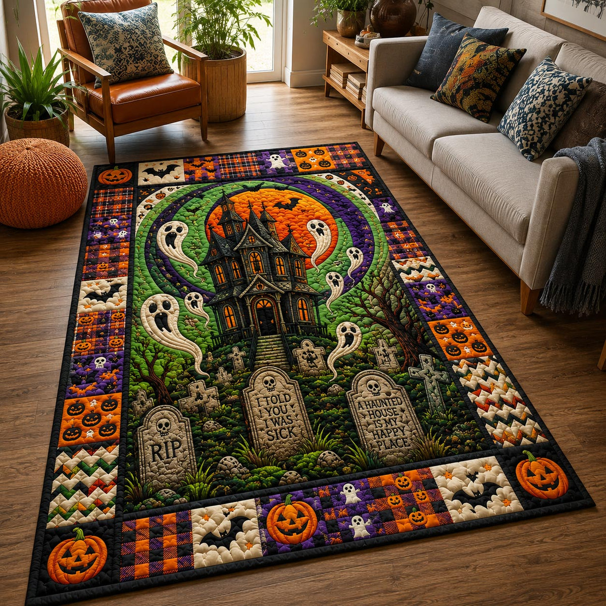 Design 26 area rug in a living room