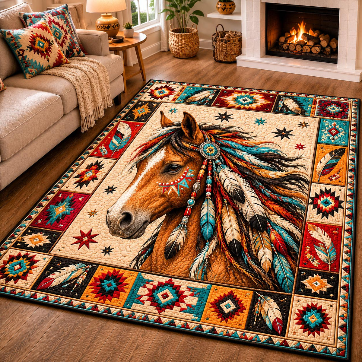 Design 39 area rug in a living room