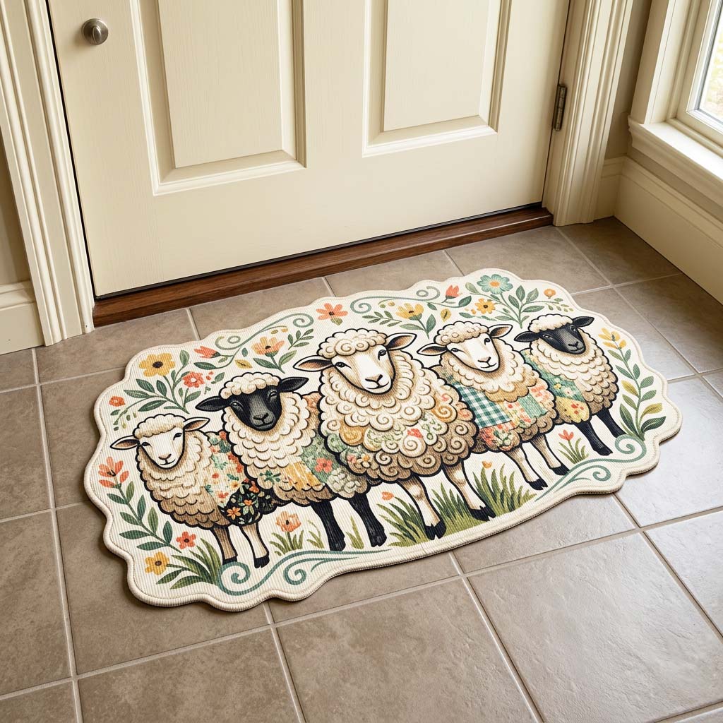 Design 4665 Custom Shape Area Rug - Nature Design | Die-Cut Non-Slip Rug - washable non-slip printed rug