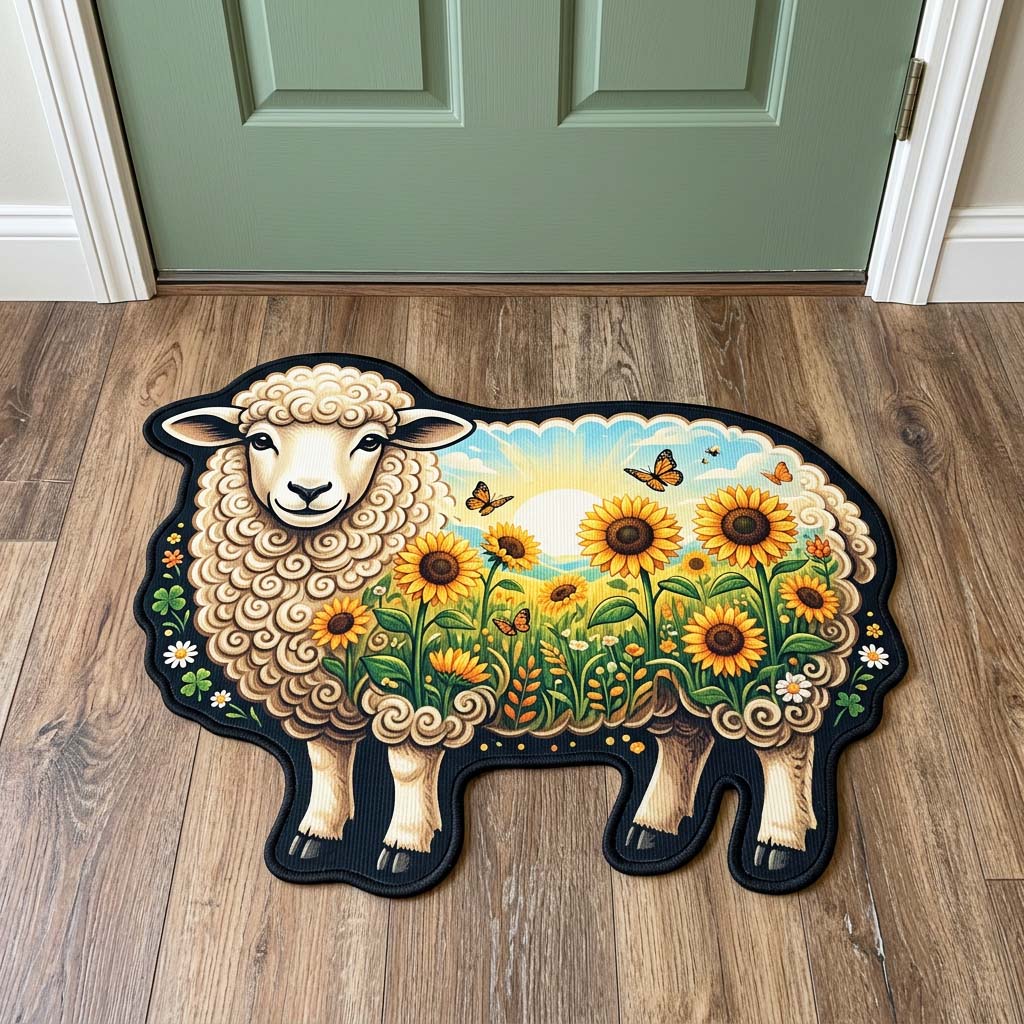 Design 4667 Custom Shape Area Rug - Nature Design | Die-Cut Non-Slip Rug - washable non-slip printed rug
