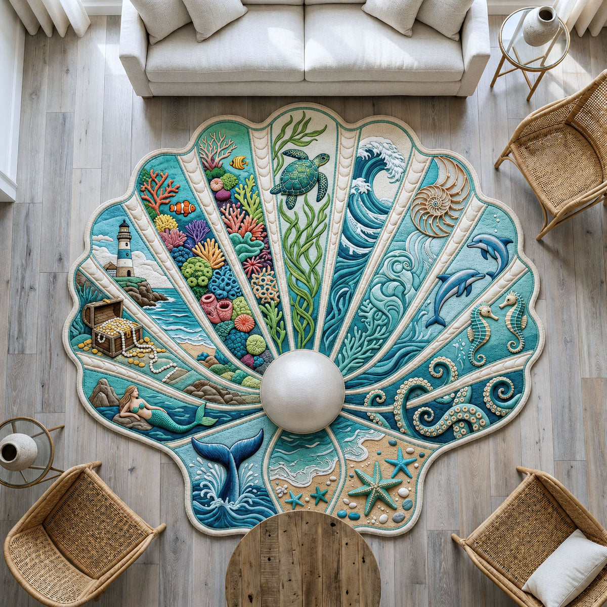 Design 872 Custom Shape Area Rug - Nature Design | Die-Cut Non-Slip Rug - washable non-slip printed rug