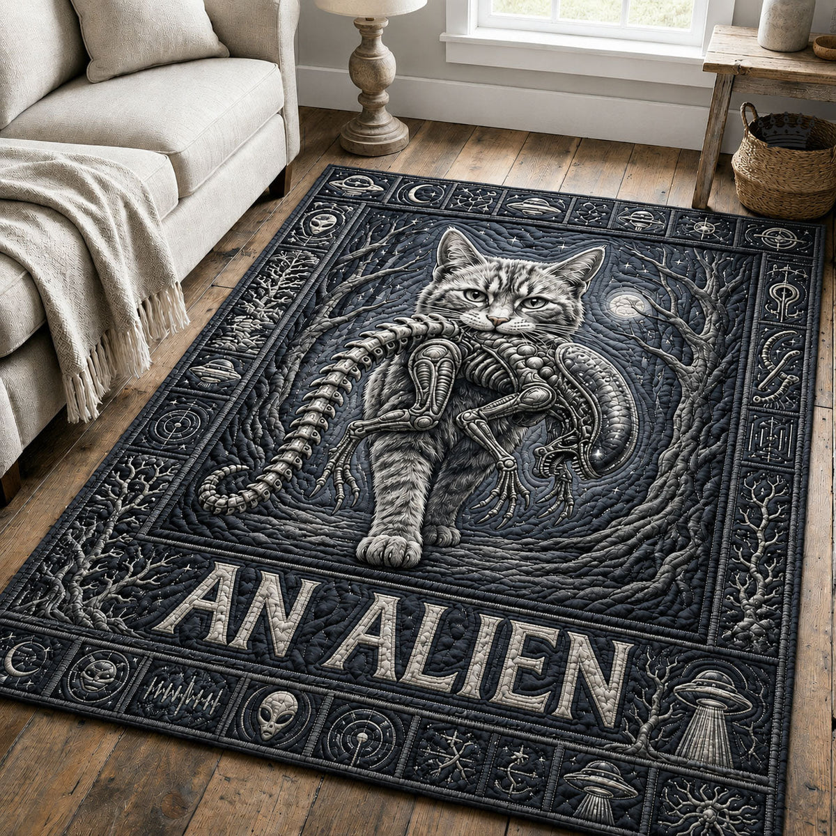 Design 893 area rug in a living room
